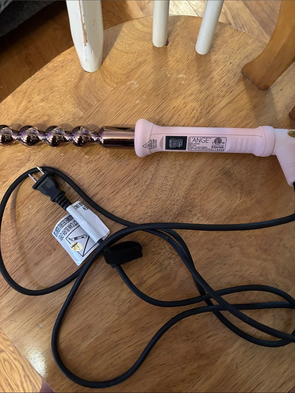 L'ANGE Pink Curling Wand with Gold Barrel Accent